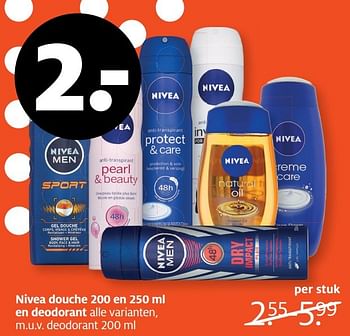 Aanbiedingen Nivea douche en deodorant - Nivea - Geldig van 20/02/2017 tot 26/02/2017 bij Etos