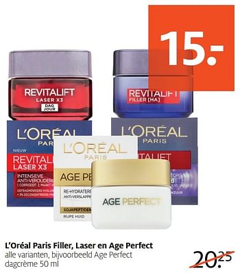 Aanbiedingen L`oréal paris filler, laser en age perfect - L'Oreal Paris - Geldig van 20/02/2017 tot 26/02/2017 bij Etos