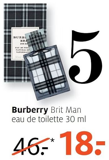 Aanbiedingen Burberry brit man eau de toilette 30 ml - Burberry Brit - Geldig van 20/02/2017 tot 26/02/2017 bij Etos