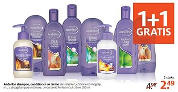Aanbiedingen Andrélon shampoo, conditioner en crème perfecte krul crème - Andrelon - Geldig van 20/02/2017 tot 26/02/2017 bij Etos