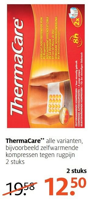 Aanbiedingen Thermacare zelfwarmende kompressen tegen rugpijn - ThermaCare - Geldig van 20/02/2017 tot 26/02/2017 bij Etos
