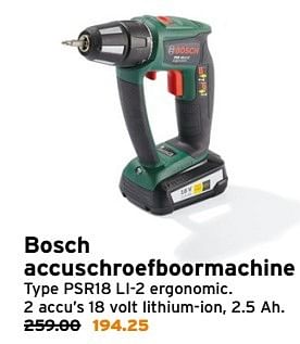 Aanbiedingen Bosch accuschroefboormachine type psr18 - Bosch - Geldig van 20/02/2017 tot 26/02/2017 bij Gamma