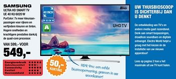 Aanbiedingen Samsung ultra hd smart tv ue 40 ku 6020 w - Samsung - Geldig van 20/02/2017 tot 25/02/2017 bij Electro World