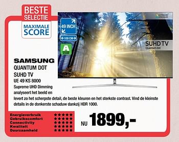 Aanbiedingen Samsung quantum dot suhd tv ue 49 ks 8000 - Samsung - Geldig van 20/02/2017 tot 25/02/2017 bij Electro World