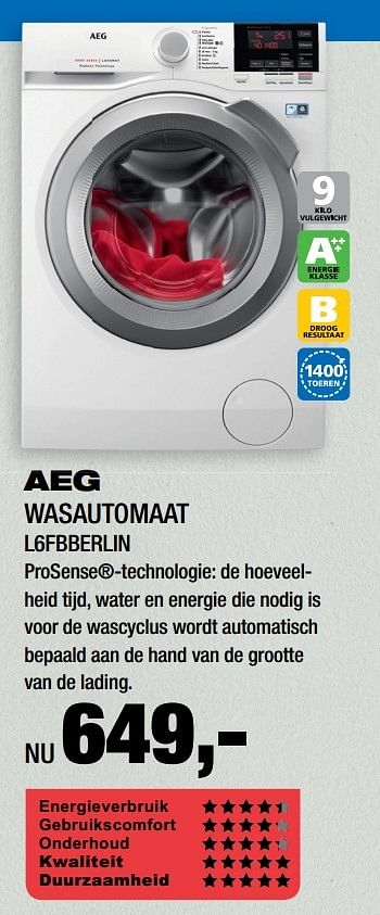 Aanbiedingen Aeg wasautomaat l6fbberlin - AEG - Geldig van 20/02/2017 tot 25/02/2017 bij Electro World