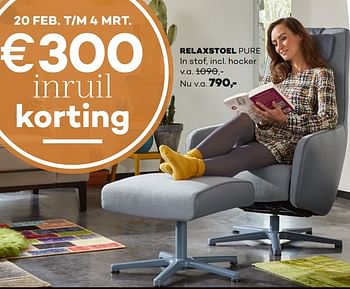 Aanbiedingen Relaxstoel pure - Huismerk - Prominent - Geldig van 20/02/2017 tot 04/03/2017 bij Prominent