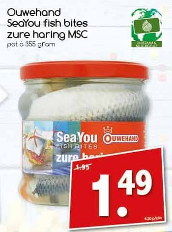 Aanbiedingen Ouwehand seayou fish bites zure haring msc - Ouwehand - Geldig van 19/02/2017 tot 25/02/2017 bij Agrimarkt