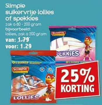 Aanbiedingen Slimpie suikervrije lollies of spekkies - Slimpie - Geldig van 19/02/2017 tot 25/02/2017 bij Agrimarkt