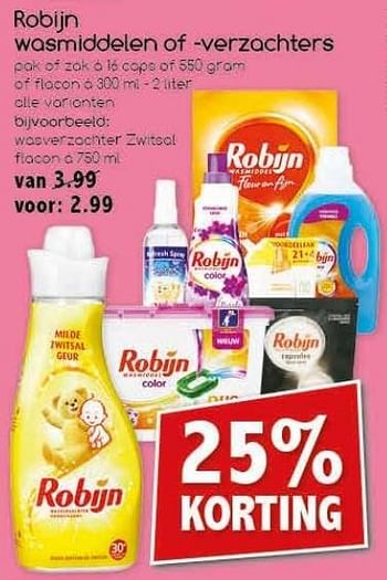 Aanbiedingen Robijn wasmiddelen of verzachters - Robijn - Geldig van 19/02/2017 tot 25/02/2017 bij Agrimarkt
