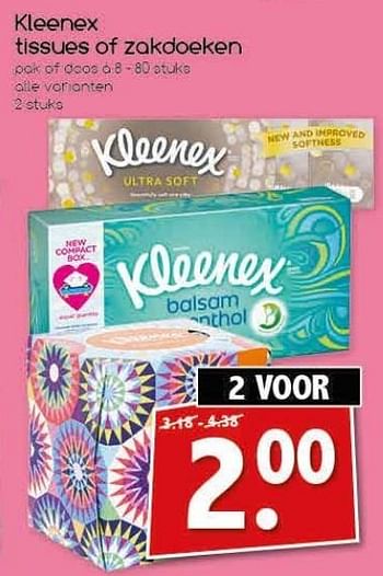 Aanbiedingen Kleenex tissues of zakdoeken - Kleenex - Geldig van 19/02/2017 tot 25/02/2017 bij Agrimarkt