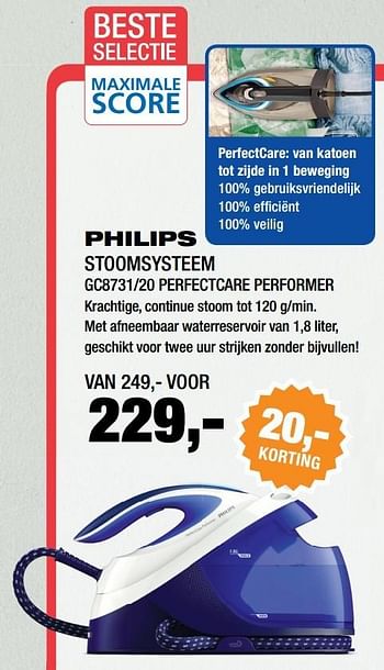 Aanbiedingen Philips stoomsysteem gc8731-20 perfectcare performer - Philips - Geldig van 20/02/2017 tot 25/02/2017 bij Electro World