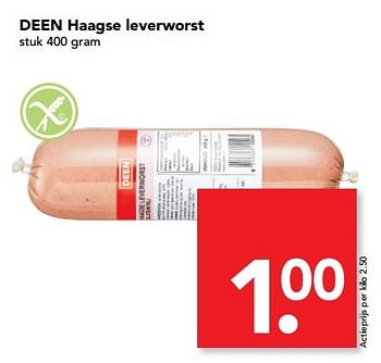 Aanbiedingen Deen haagse leverworst - Huismerk deen supermarkt - Geldig van 19/02/2017 tot 25/02/2017 bij Deen Supermarkten