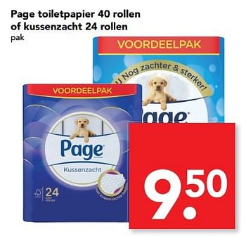 Aanbiedingen Page toiletpapier 40 rollen of kussenzacht 24 rollen - Page - Geldig van 19/02/2017 tot 25/02/2017 bij Deen Supermarkten