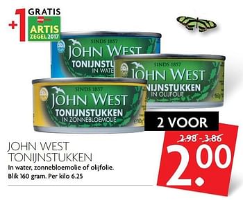 Aanbiedingen John west tonijnstukken - John West - Geldig van 19/02/2017 tot 25/02/2017 bij Deka Markt