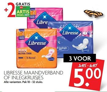 Aanbiedingen Libresse maandverband of inlegkruisjes - Libresse - Geldig van 19/02/2017 tot 25/02/2017 bij Deka Markt