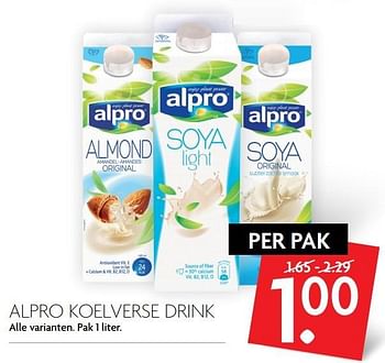 Aanbiedingen Alpro koelverse drink - Alpro Soya - Geldig van 19/02/2017 tot 25/02/2017 bij Deka Markt