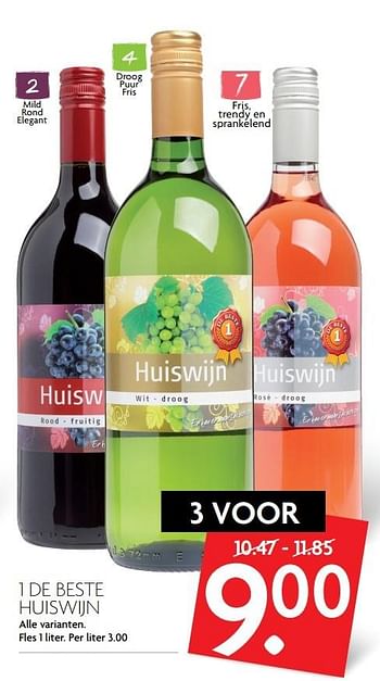 Aanbiedingen 1 de beste huiswijn - Rosé wijnen - Geldig van 19/02/2017 tot 25/02/2017 bij Deka Markt