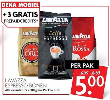 Aanbiedingen Lavazza espresso bonen - Lavazza - Geldig van 19/02/2017 tot 25/02/2017 bij Deka Markt