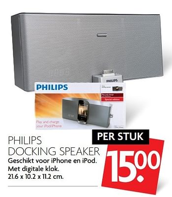 Aanbiedingen Philips docking speaker - Philips - Geldig van 19/02/2017 tot 25/02/2017 bij Deka Markt