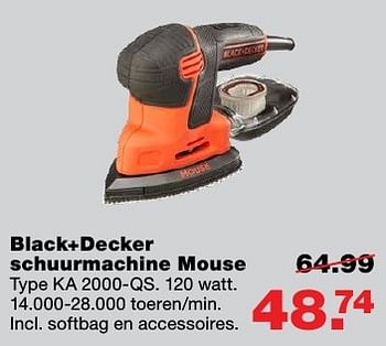 Aanbiedingen Black+decker schuurmachine mouse ka 2000-qs - Black &amp; Decker - Geldig van 20/02/2017 tot 26/02/2017 bij Praxis
