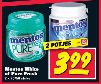 Aanbiedingen Mentos white of pure fresh - Mentos - Geldig van 20/02/2017 tot 26/02/2017 bij Nettorama