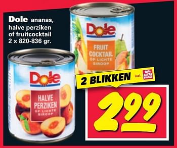 Aanbiedingen Dole ananas, halve perziken of fruitcocktail - Dole - Geldig van 20/02/2017 tot 26/02/2017 bij Nettorama