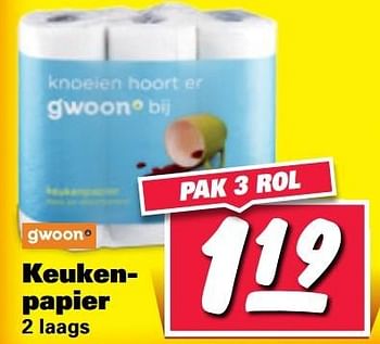 Aanbiedingen Keukenpapier - Gâ€™woon - Geldig van 20/02/2017 tot 26/02/2017 bij Nettorama