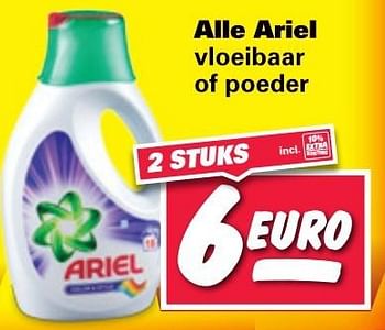Aanbiedingen Alle ariel vloeibaar of poeder - Ariel - Geldig van 20/02/2017 tot 26/02/2017 bij Nettorama