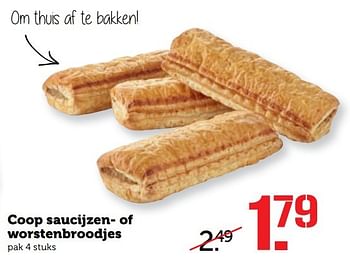 Aanbiedingen Coop saucijzen- of worstenbroodjes - Huismerk - Coop - Geldig van 20/02/2017 tot 26/02/2017 bij Coop