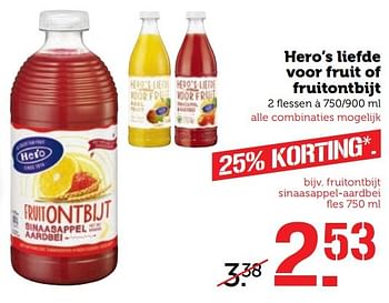 Aanbiedingen Hero`s liefde voor fruit of fruitontbijt - Huismerk - Coop - Geldig van 20/02/2017 tot 26/02/2017 bij Coop