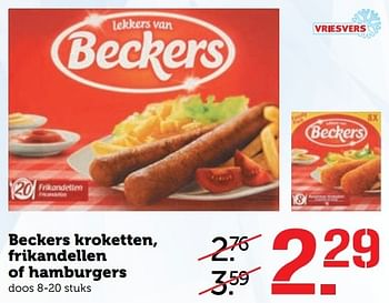 Aanbiedingen Beckers kroketten, frikandellen of hamburgers - Beckers - Geldig van 20/02/2017 tot 26/02/2017 bij Coop