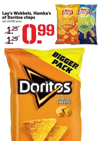 Aanbiedingen Lay`s wokkels, hamka`s of doritos chips - Lay's - Geldig van 20/02/2017 tot 26/02/2017 bij Coop