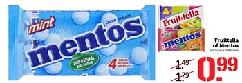 Aanbiedingen Fruittella of mentos - Huismerk - Coop - Geldig van 20/02/2017 tot 26/02/2017 bij Coop