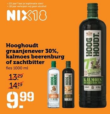 Aanbiedingen Hooghoudt graanjenever 30%, kalmoes beerenburg of zachtbitter - Huismerk - Coop - Geldig van 20/02/2017 tot 26/02/2017 bij Coop