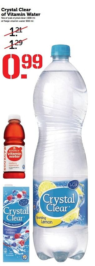 Aanbiedingen Crystal clear of vitamin water - Crystal Clear - Geldig van 20/02/2017 tot 26/02/2017 bij Coop