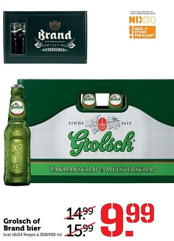 Aanbiedingen Grolsch of brand bier - Huismerk - Coop - Geldig van 20/02/2017 tot 26/02/2017 bij Coop