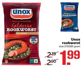 Aanbiedingen Unox rookworst - Unox - Geldig van 20/02/2017 tot 26/02/2017 bij Coop