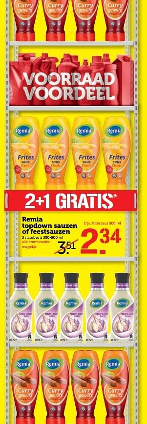 Aanbiedingen Remia topdown sauzen of feestsauzen - Remia - Geldig van 20/02/2017 tot 26/02/2017 bij Coop