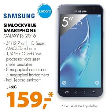 Aanbiedingen Samsung simlockvrije smartphone galaxy j3 2016 - Samsung - Geldig van 20/02/2017 tot 26/02/2017 bij Expert
