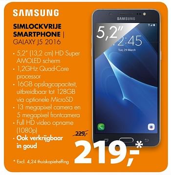 Aanbiedingen Samsung simlockvrije smartphone galaxy j5 2016 - Samsung - Geldig van 20/02/2017 tot 26/02/2017 bij Expert