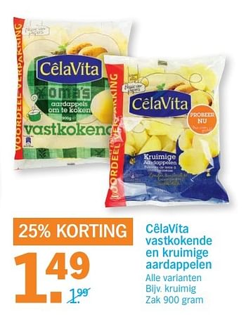 Aanbiedingen Cêlavíta vastkokende en kruimige aardappelen - CelaVita - Geldig van 20/02/2017 tot 26/02/2017 bij Albert Heijn