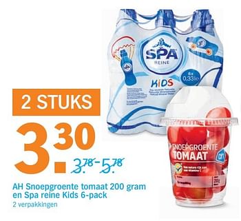 Aanbiedingen Ah snoepgroente tomaat en spa reine kids - Spa - Geldig van 20/02/2017 tot 26/02/2017 bij Albert Heijn