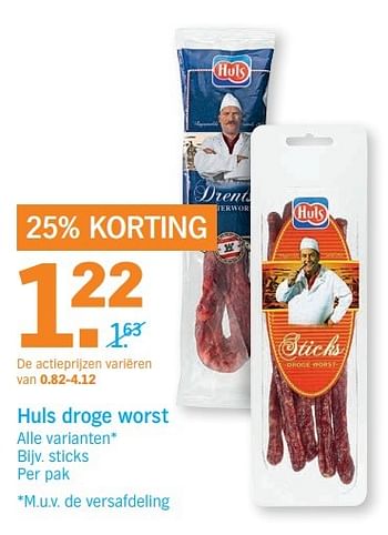 Aanbiedingen Huls droge worst - Huls - Geldig van 20/02/2017 tot 26/02/2017 bij Albert Heijn