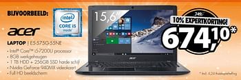 Aanbiedingen Acer laptop e5-575g-55ne - Acer - Geldig van 20/02/2017 tot 26/02/2017 bij Expert