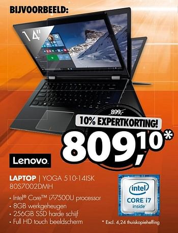 Aanbiedingen Lenovo laptop yoga 510-14isk 80s7002dmh - Lenovo - Geldig van 20/02/2017 tot 26/02/2017 bij Expert