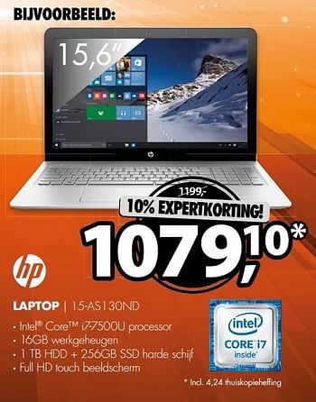 Aanbiedingen Hp laptop 15-as130nd - HP - Geldig van 20/02/2017 tot 26/02/2017 bij Expert