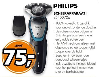 Aanbiedingen Philips scheerapparaat s5400-06 - Philips - Geldig van 20/02/2017 tot 26/02/2017 bij Expert