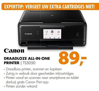 Aanbiedingen Canon draadloze all-in-one printer ts5050 - Canon - Geldig van 20/02/2017 tot 26/02/2017 bij Expert