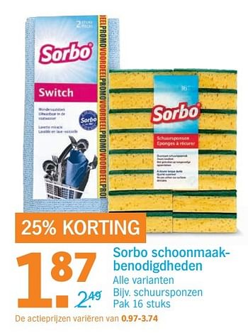Aanbiedingen Sorbo schoonmaakbenodigdheden - Sorbo - Geldig van 20/02/2017 tot 26/02/2017 bij Albert Heijn