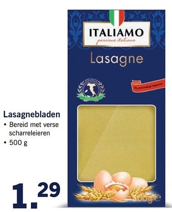 Aanbiedingen Lasagnebladen - Italiamo - Geldig van 20/02/2017 tot 26/02/2017 bij Lidl